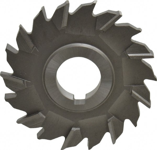 Made in USA - 3-1/2" Diam x 3/8" Width of Cut, 18 Teeth, High Speed Steel Side Milling Cutter - Staggered Teeth, Uncoated - Exact Tooling