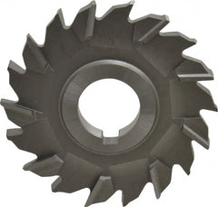 Made in USA - 3-1/2" Diam x 3/8" Width of Cut, 18 Teeth, High Speed Steel Side Milling Cutter - Staggered Teeth, Uncoated - Exact Tooling