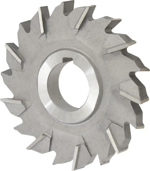 Made in USA - 3-1/2" Diam x 7/16" Width of Cut, 18 Teeth, High Speed Steel Side Milling Cutter - Staggered Teeth, Uncoated - Exact Tooling