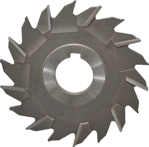 Made in USA - 4" Diam x 3/16" Width of Cut, 18 Teeth, High Speed Steel Side Milling Cutter - Staggered Teeth, Uncoated - Exact Tooling