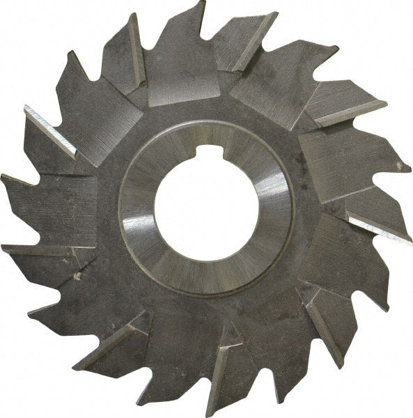 Made in USA - 4" Diam x 1/4" Width of Cut, 18 Teeth, High Speed Steel Side Milling Cutter - Staggered Teeth, Uncoated - Exact Tooling