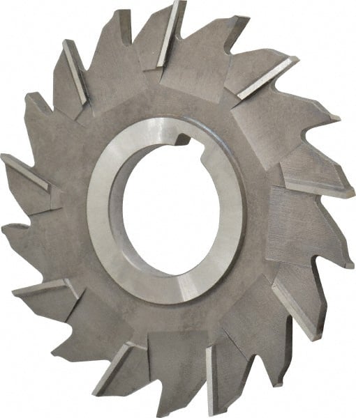 Made in USA - 4" Diam x 1/4" Width of Cut, 18 Teeth, High Speed Steel Side Milling Cutter - Staggered Teeth, Uncoated - Exact Tooling