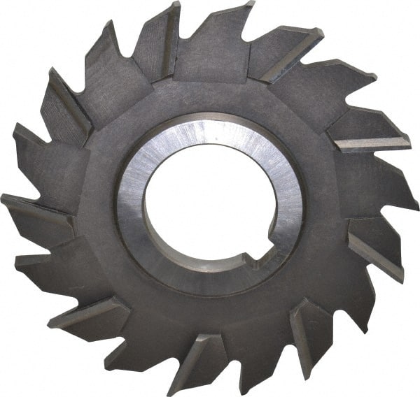 Made in USA - 4" Diam x 5/16" Width of Cut, 18 Teeth, High Speed Steel Side Milling Cutter - Staggered Teeth, Uncoated - Exact Tooling