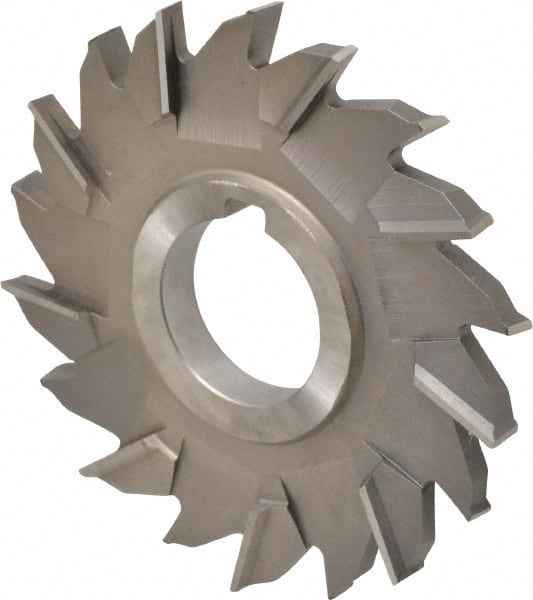 Made in USA - 4" Diam x 3/8" Width of Cut, 18 Teeth, High Speed Steel Side Milling Cutter - Staggered Teeth, Uncoated - Exact Tooling