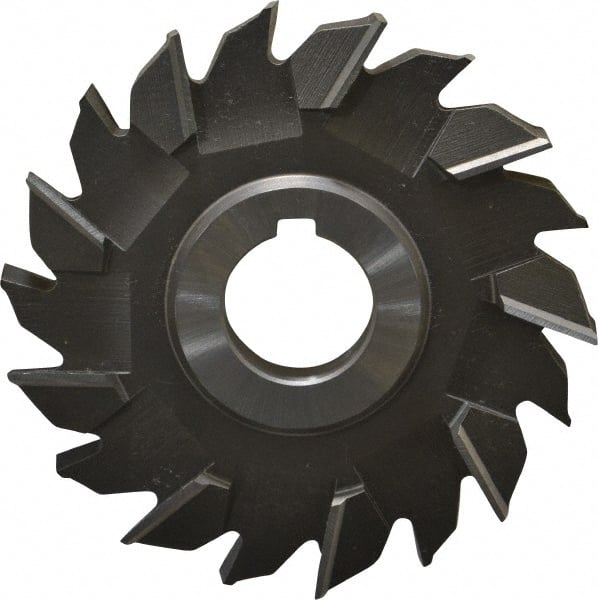 Made in USA - 4" Diam x 1/2" Width of Cut, 18 Teeth, High Speed Steel Side Milling Cutter - Staggered Teeth, Uncoated - Exact Tooling