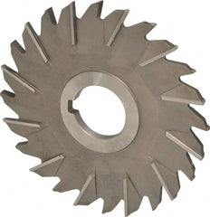 Made in USA - 5" Diam x 1/4" Width of Cut, 24 Teeth, High Speed Steel Side Milling Cutter - Staggered Teeth, Uncoated - Exact Tooling