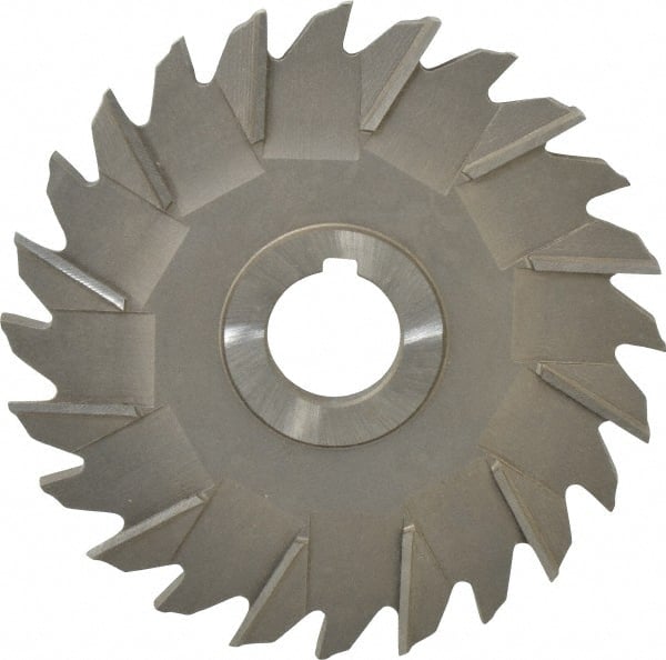 Made in USA - 5" Diam x 5/16" Width of Cut, 24 Teeth, High Speed Steel Side Milling Cutter - Staggered Teeth, Uncoated - Exact Tooling