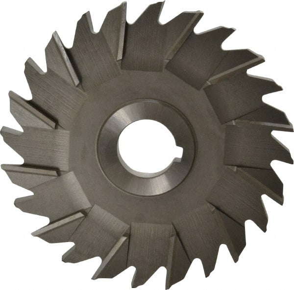 Made in USA - 5" Diam x 3/8" Width of Cut, 24 Teeth, High Speed Steel Side Milling Cutter - Staggered Teeth, Uncoated - Exact Tooling