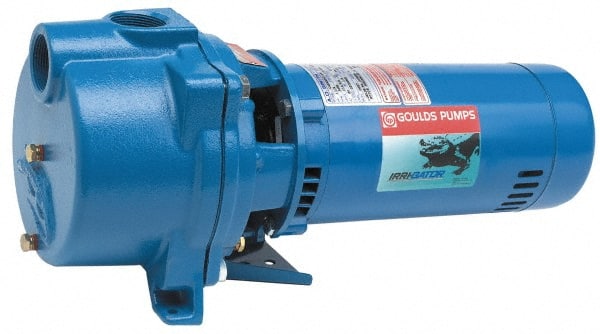 Goulds Pumps - 115/230 Volt, 16.2/8.1 Amp, 1 Phase, 1 HP, Self Priming Centrifugal Pump - 48J Frame, 1-1/2 Inch Inlet, 60 Max GPM, ODP Motor, Cast Iron Housing, Noryl Impeller, 118 Ft. Shut Off, Carbon Ceramic Mechanical Seal - Exact Tooling