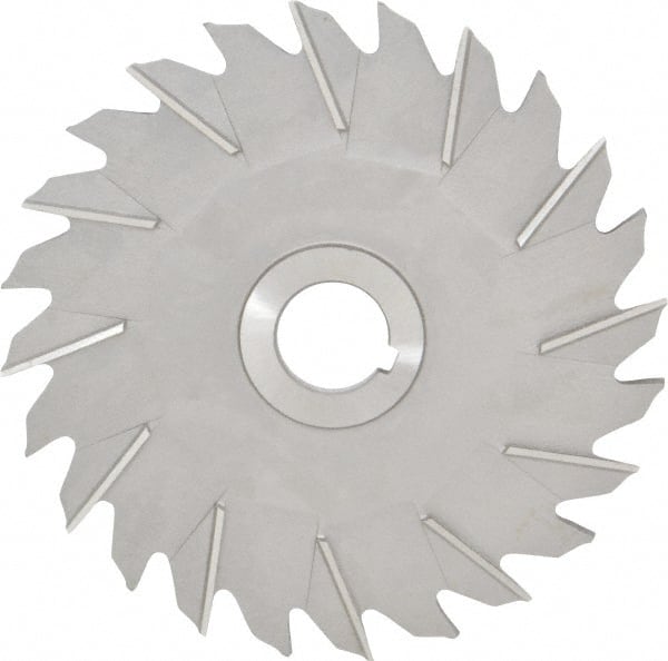 Made in USA - 6" Diam x 1/4" Width of Cut, 24 Teeth, High Speed Steel Side Milling Cutter - Staggered Teeth, Uncoated - Exact Tooling