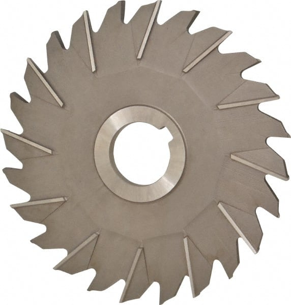 Made in USA - 6" Diam x 1/4" Width of Cut, 24 Teeth, High Speed Steel Side Milling Cutter - Staggered Teeth, Uncoated - Exact Tooling