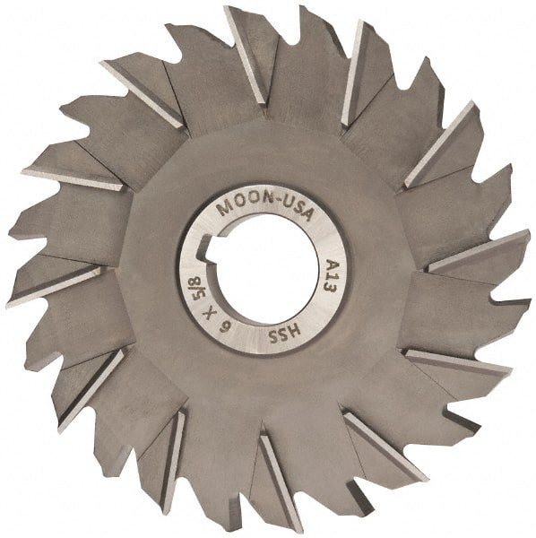 Made in USA - 6" Diam x 5/8" Width of Cut, 24 Teeth, High Speed Steel Side Milling Cutter - Staggered Teeth, Uncoated - Exact Tooling