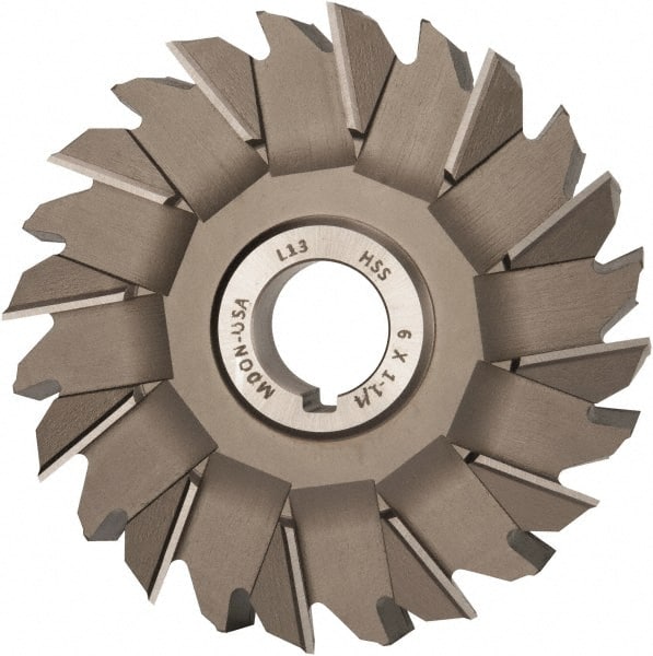 Made in USA - 6" Diam x 1-1/4" Width of Cut, 24 Teeth, High Speed Steel Side Milling Cutter - Staggered Teeth, Uncoated - Exact Tooling