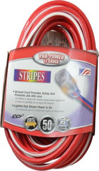 Southwire - 50', 12/3 Gauge/Conductors, Red/White Outdoor Extension Cord - 1 Receptacle, 15 Amps, 125 VAC, UL SJTW, NEMA 5-15P, 5-15R - Exact Tooling