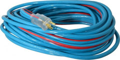 Southwire - 50', 12/3 Gauge/Conductors, Blue/Red Outdoor Extension Cord - 1 Receptacle, 15 Amps, 125 VAC, UL SJTW, NEMA 5-15P, 5-15R - Exact Tooling