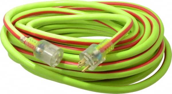Southwire - 50', 10/3 Gauge/Conductors, Green/Red Outdoor Extension Cord - 1 Receptacle, 15 Amps, 125 VAC, UL SJTW, NEMA 5-15P, 5-15R - Exact Tooling