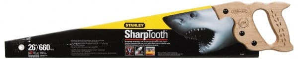 Stanley - 20" Steel Blade Handsaw - Hardwood Handle, Wood D Style, 24-1/2" OAL - Exact Tooling