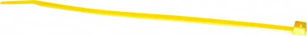 Made in USA - 7.562" Long Yellow Nylon Standard Cable Tie - 50 Lb Tensile Strength, 1.32mm Thick, 2" Max Bundle Diam - Exact Tooling