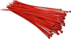 Made in USA - 11-1/4" Long Red Nylon Standard Cable Tie - 50 Lb Tensile Strength, 1.32mm Thick, 3" Max Bundle Diam - Exact Tooling