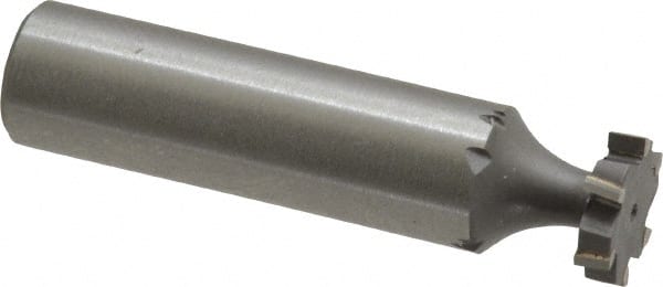 Made in USA - 1/2" Diam x 1/8" Face Width, Carbide-Tipped, 6 Teeth, Shank Connection Woodruff Keyseat Cutter - Uncoated, 2-1/8" OAL x 1/2" Shank, Staggered Teeth, ANSI 404, Old Standard 3 - Exact Tooling