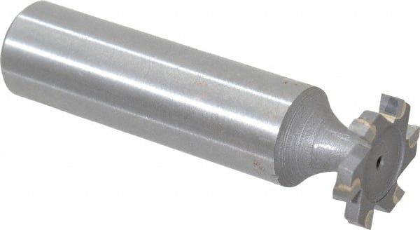 Made in USA - 5/8" Diam x 3/32" Face Width, Carbide-Tipped, 6 Teeth, Shank Connection Woodruff Keyseat Cutter - Uncoated, 2-3/32" OAL x 1/2" Shank, Staggered Teeth, ANSI 305, Old Standard 4 - Exact Tooling