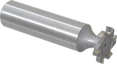 Made in USA - 5/8" Diam x 3/32" Face Width, Carbide-Tipped, 6 Teeth, Shank Connection Woodruff Keyseat Cutter - Uncoated, 2-3/32" OAL x 1/2" Shank, Staggered Teeth, ANSI 305, Old Standard 4 - Exact Tooling