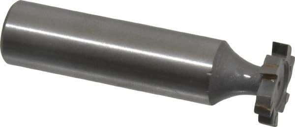 Made in USA - 5/8" Diam x 1/8" Face Width, Carbide-Tipped, 6 Teeth, Shank Connection Woodruff Keyseat Cutter - Uncoated, 2-1/8" OAL x 1/2" Shank, Staggered Teeth, ANSI 405, Old Standard 5 - Exact Tooling