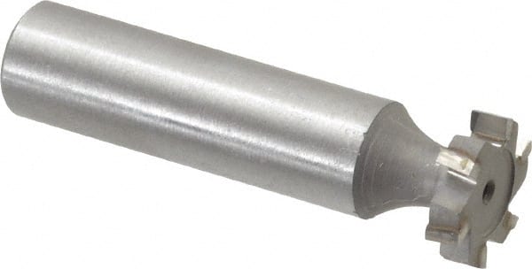 Made in USA - 5/8" Diam x 5/32" Face Width, Carbide-Tipped, 6 Teeth, Shank Connection Woodruff Keyseat Cutter - Uncoated, 2-5/32" OAL x 1/2" Shank, Staggered Teeth, ANSI 505, Old Standard 6 - Exact Tooling