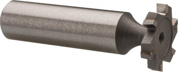 Made in USA - 3/4" Diam x 1/8" Face Width, Carbide-Tipped, 6 Teeth, Shank Connection Woodruff Keyseat Cutter - Uncoated, 2-1/8" OAL x 1/2" Shank, Staggered Teeth, ANSI 406, Old Standard 7 - Exact Tooling