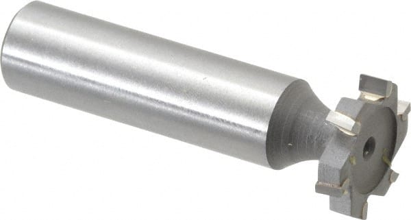 Made in USA - 3/4" Diam x 5/32" Face Width, Carbide-Tipped, 6 Teeth, Shank Connection Woodruff Keyseat Cutter - Uncoated, 2-5/32" OAL x 1/2" Shank, Staggered Teeth, ANSI 506, Old Standard 8 - Exact Tooling