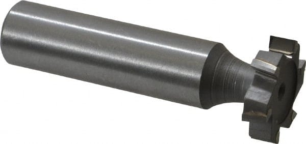 Made in USA - 3/4" Diam x 3/16" Face Width, Carbide-Tipped, 6 Teeth, Shank Connection Woodruff Keyseat Cutter - Uncoated, 2-3/16" OAL x 1/2" Shank, Staggered Teeth, ANSI 606, Old Standard 9 - Exact Tooling