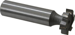 Made in USA - 3/4" Diam x 3/16" Face Width, Carbide-Tipped, 6 Teeth, Shank Connection Woodruff Keyseat Cutter - Uncoated, 2-3/16" OAL x 1/2" Shank, Staggered Teeth, ANSI 606, Old Standard 9 - Exact Tooling
