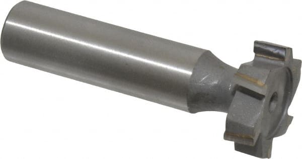 Made in USA - 7/8" Diam x 1/4" Face Width, Carbide-Tipped, 6 Teeth, Shank Connection Woodruff Keyseat Cutter - Uncoated, 2-1/4" OAL x 1/2" Shank, Staggered Teeth, ANSI 807, Old Standard A - Exact Tooling