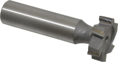 Made in USA - 7/8" Diam x 1/4" Face Width, Carbide-Tipped, 6 Teeth, Shank Connection Woodruff Keyseat Cutter - Uncoated, 2-1/4" OAL x 1/2" Shank, Staggered Teeth, ANSI 807, Old Standard A - Exact Tooling