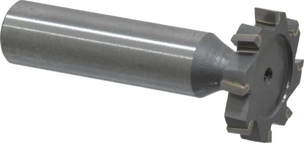 Made in USA - 1" Diam x 3/16" Face Width, Carbide-Tipped, 8 Teeth, Shank Connection Woodruff Keyseat Cutter - Uncoated, 2-3/16" OAL x 1/2" Shank, Staggered Teeth, ANSI 608, Old Standard 13 - Exact Tooling