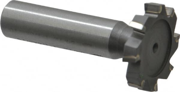 Made in USA - 1-1/8" Diam x 3/16" Face Width, Carbide-Tipped, 8 Teeth, Shank Connection Woodruff Keyseat Cutter - Uncoated, 2-3/16" OAL x 1/2" Shank, Staggered Teeth, ANSI 609, Old Standard 16 - Exact Tooling