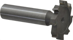 Made in USA - 1-1/4" Diam x 3/16" Face Width, Carbide-Tipped, 8 Teeth, Shank Connection Woodruff Keyseat Cutter - Uncoated, 2-3/16" OAL x 1/2" Shank, Staggered Teeth, ANSI 610, Old Standard 19 - Exact Tooling