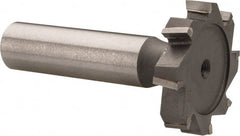 Made in USA - 1-1/4" Diam x 7/32" Face Width, Carbide-Tipped, 8 Teeth, Shank Connection Woodruff Keyseat Cutter - Uncoated, 2-7/32" OAL x 1/2" Shank, Staggered Teeth, ANSI 710, Old Standard 20 - Exact Tooling