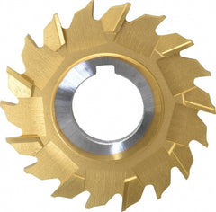 Made in USA - 3" Diam x 3/16" Width of Cut, 18 Teeth, High Speed Steel Side Milling Cutter - Staggered Teeth, TiN Coated - Exact Tooling