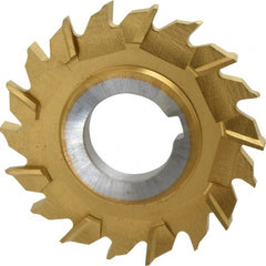 Made in USA - 3" Diam x 5/16" Width of Cut, 18 Teeth, High Speed Steel Side Milling Cutter - Staggered Teeth, TiN Coated - Exact Tooling