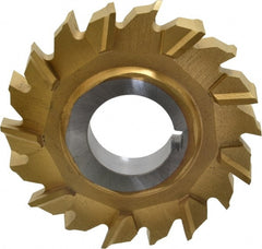 Made in USA - 3" Diam x 1/2" Width of Cut, 18 Teeth, High Speed Steel Side Milling Cutter - Staggered Teeth, TiN Coated - Exact Tooling