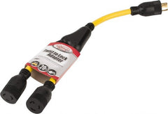Southwire - 2 Outlets, 125 VAC, 20 Amp, Yellow and Black, Y Adapter - L5-20P, L5-20R NEMA Configuration, 20 Inch Long, UL Listed - Exact Tooling