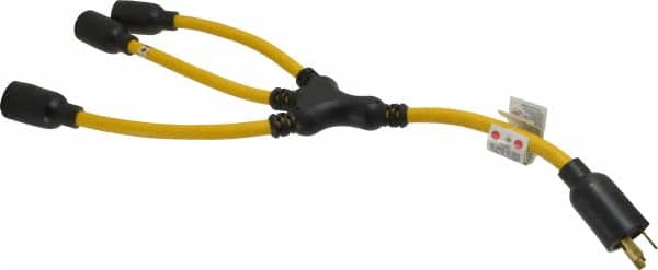 Southwire - 3 Outlets, 125 VAC, 20 Amp, Yellow and Black, W Adapter - L5-20P, L5-20R NEMA Configuration, 20 Inch Long, UL Listed - Exact Tooling