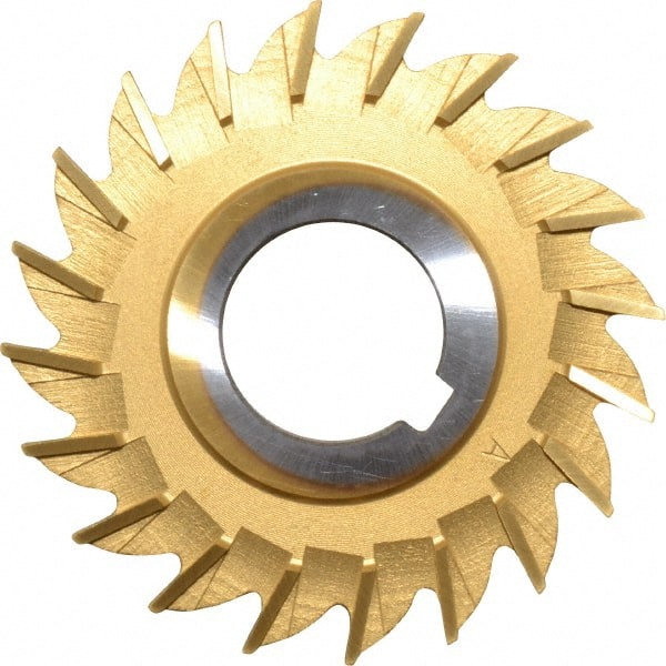 Made in USA - 3" Diam x 1/4" Width of Cut, 20 Teeth, High Speed Steel Side Milling Cutter - Straight Teeth, TiN Coated - Exact Tooling