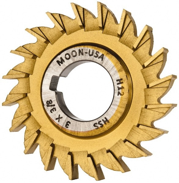 Made in USA - 3" Diam x 3/8" Width of Cut, 20 Teeth, High Speed Steel Side Milling Cutter - Straight Teeth, TiN Coated - Exact Tooling