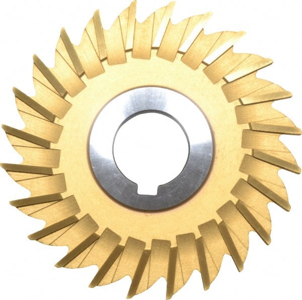 Made in USA - 4" Diam x 1/4" Width of Cut, 24 Teeth, High Speed Steel Side Milling Cutter - Straight Teeth, TiN Coated - Exact Tooling