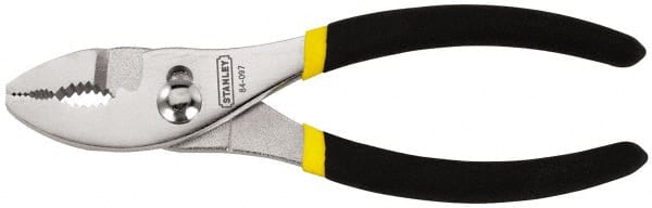 Stanley - 6-3/4" OAL, 1-7/16" Jaw Length, Slip Joint Pliers - 2 Positions, Serrated Jaw, Slip Joint Head, Slip Joint Plier Tool, Serrated Pipe Jaw - Exact Tooling