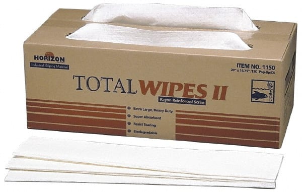Ability One - Flat Fold Shop Towel/Industrial Wipes - 16-1/2" x 20" Sheet Size, White - Exact Tooling