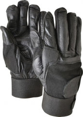 Ability One - Size 2XL (11) Leather/Spandex/Gel Padded Anti-Vibration/Impact Protection Work Gloves - For Mechanic's & Lifting, Uncoated, Hook & Loop Cuff, Full Fingered, Black, Paired - Exact Tooling