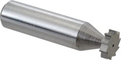 Made in USA - 1/2" Diam x 1/8" Face Width, Solid Carbide, 10 Teeth, Shank Connection Woodruff Keyseat Cutter - Uncoated, 2-1/8" OAL x 1/2" Shank, Straight Teeth, ANSI 404, Old Standard 3 - Exact Tooling